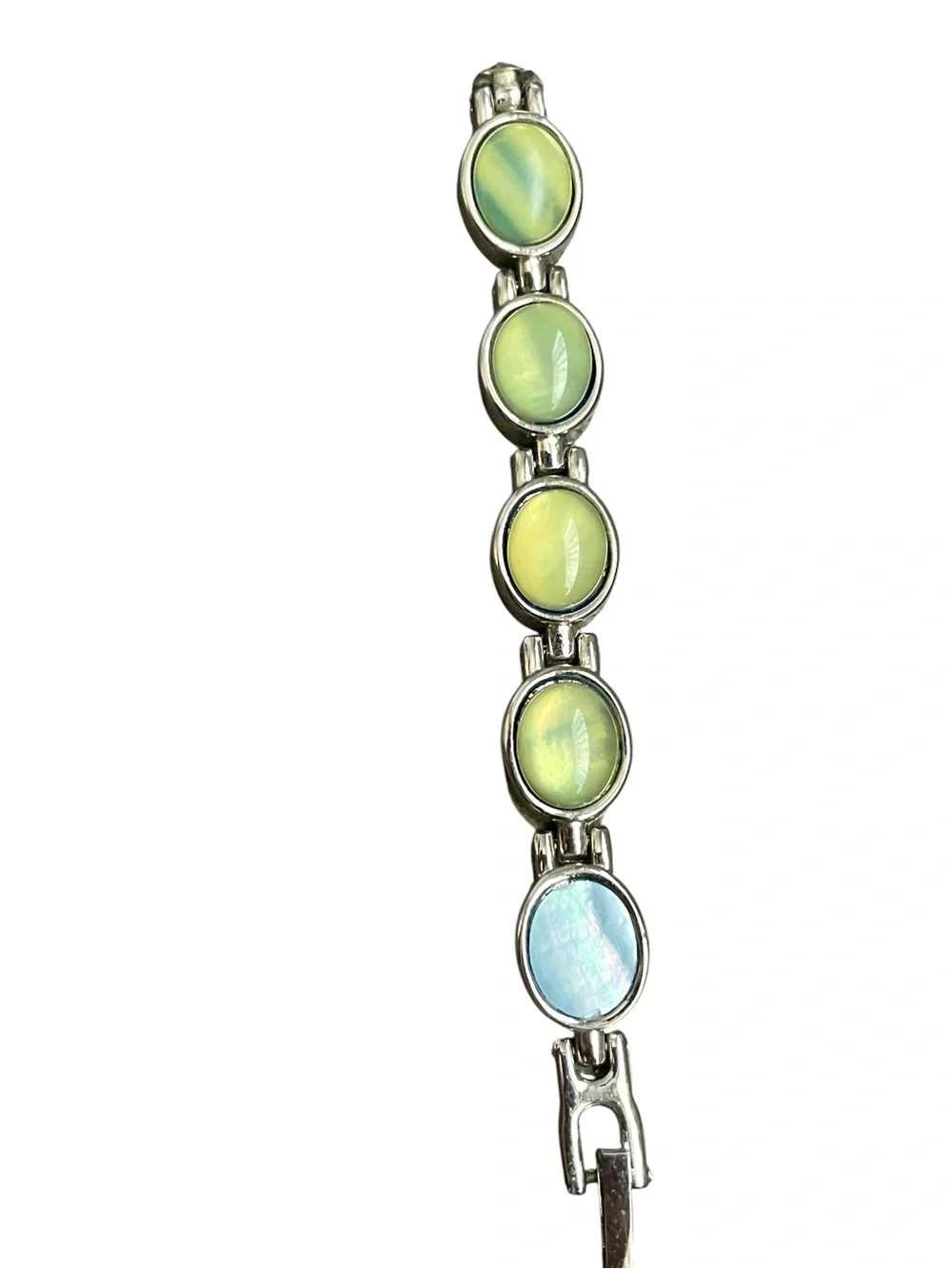 Vintage Vivani Mood Stone Watch Link Bracelet Accutime Quartz Silver Tone Retro